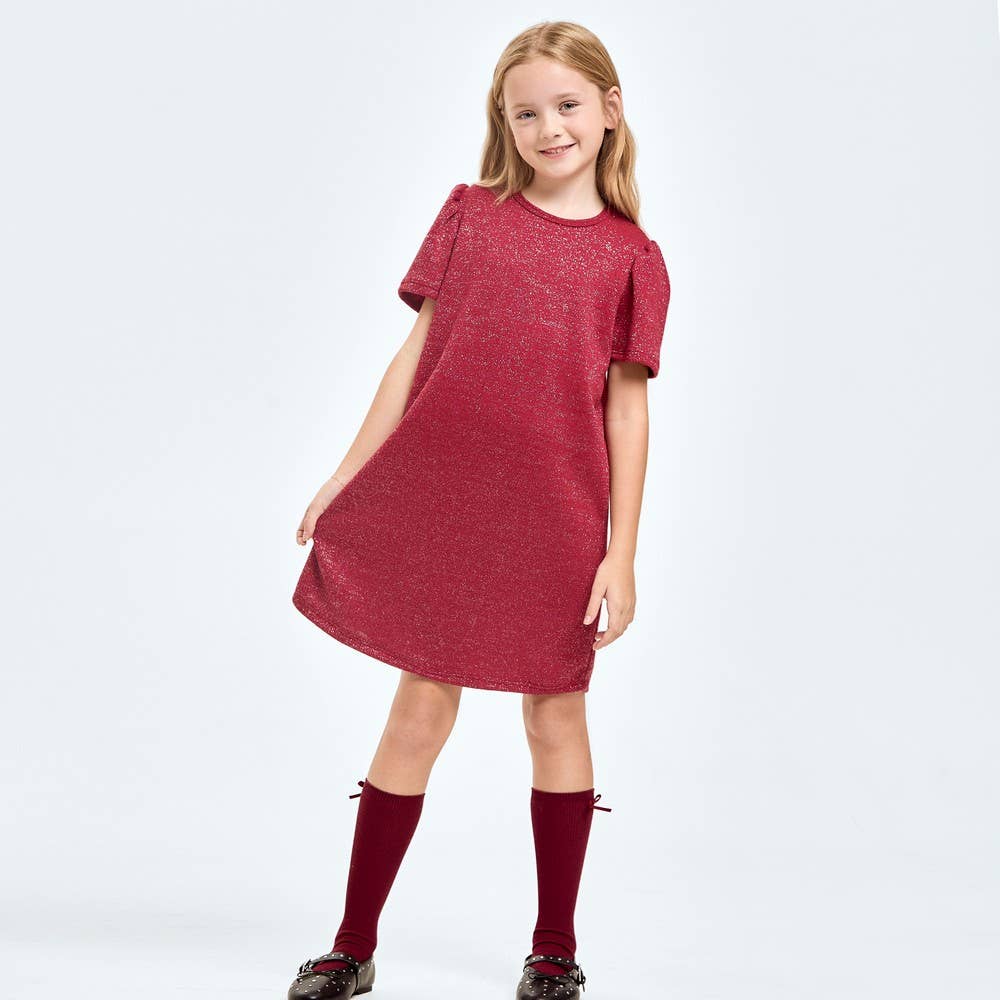 Mink Lurex Puff Sleeves Dress