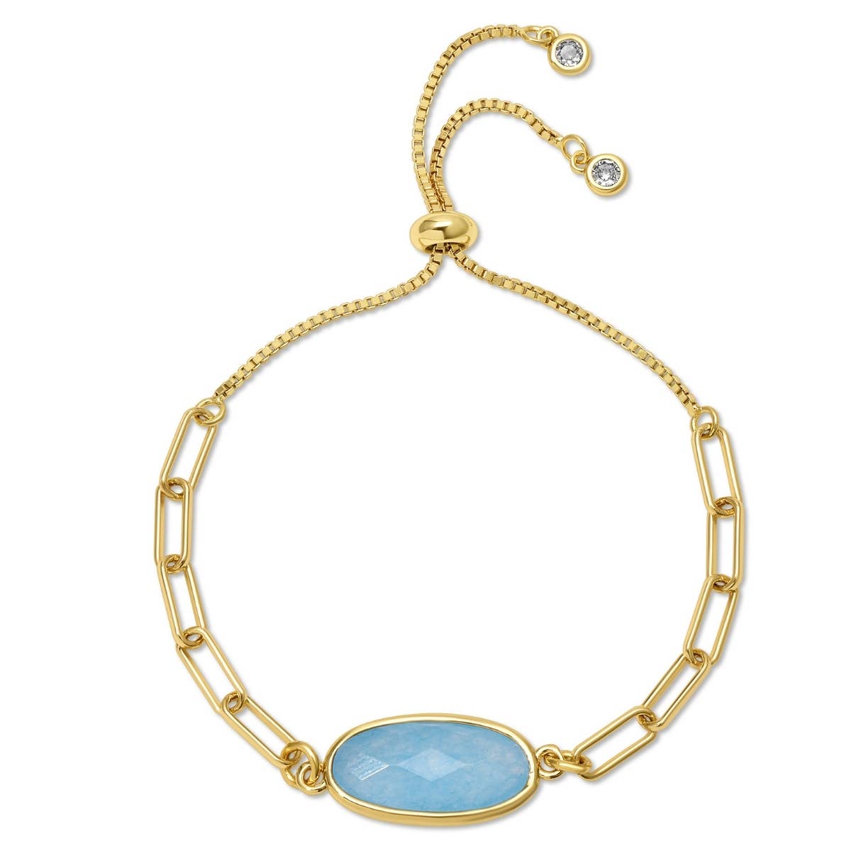 Splendid Iris - Oval Stone Pulley Bracelet: White