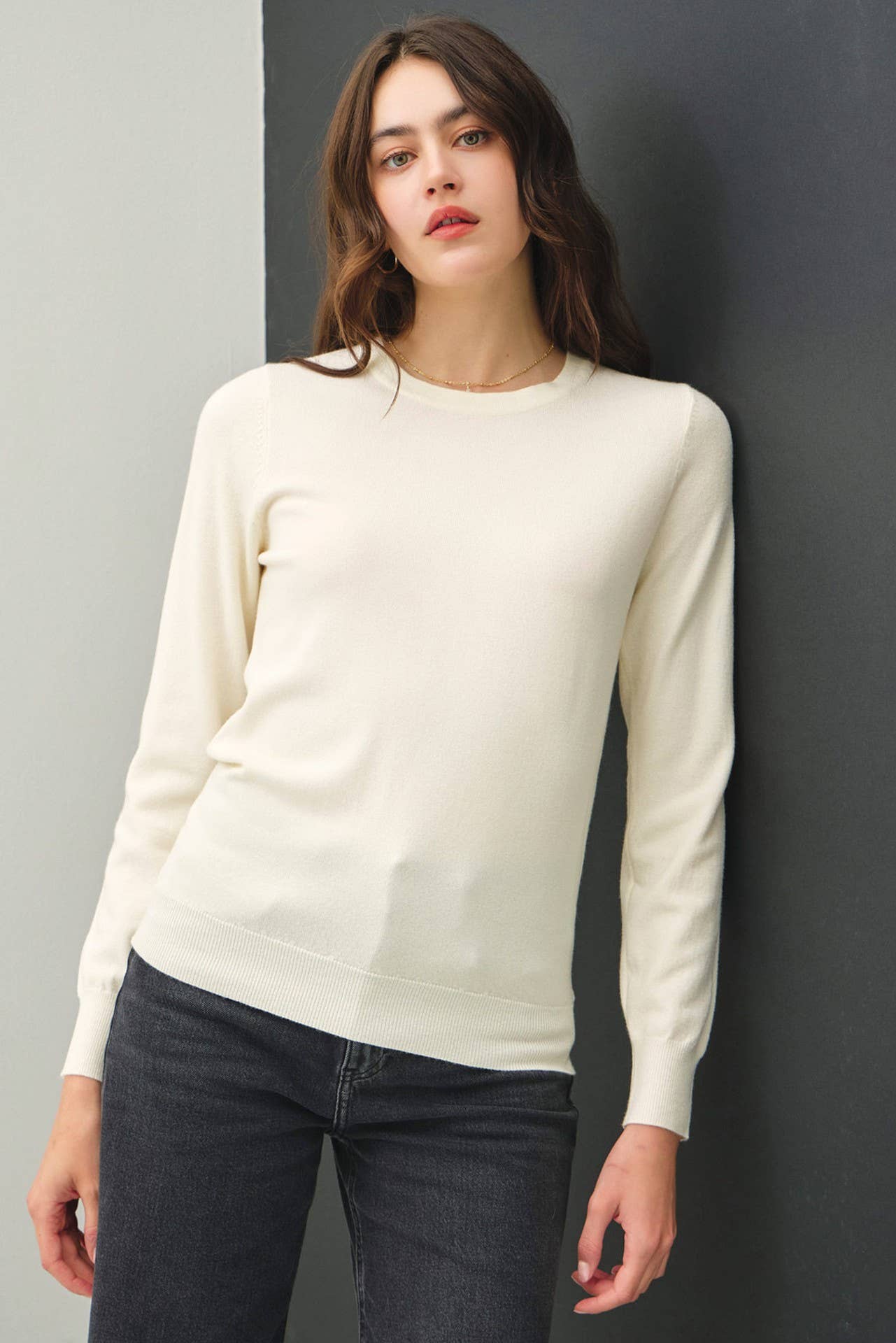 Be Cool - NEW COLOR-VISCOSE CREW NECK SOFT KNIT SWEATER : Ivory / M