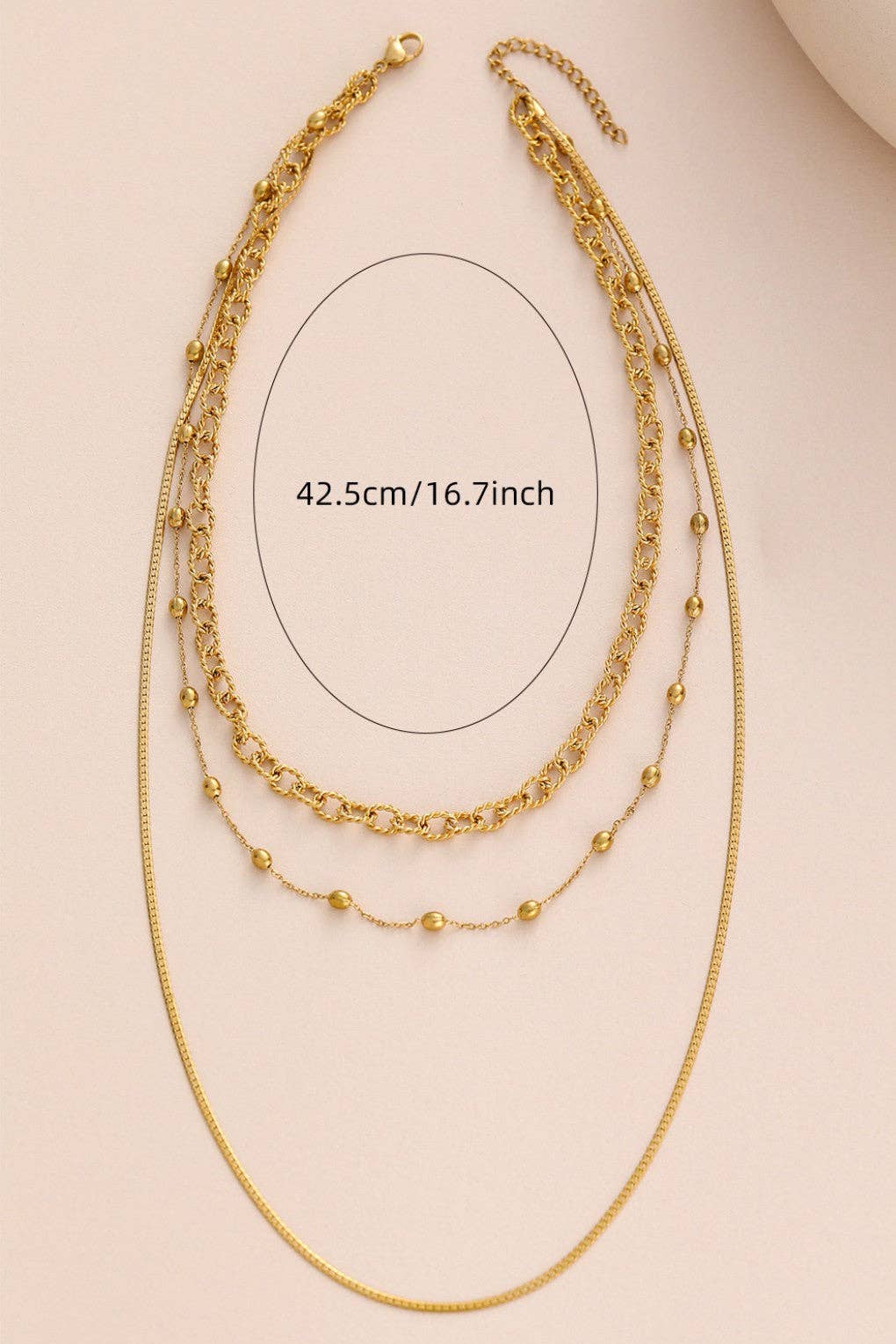 18K Gold Plated Triple Layered Chain Necklace