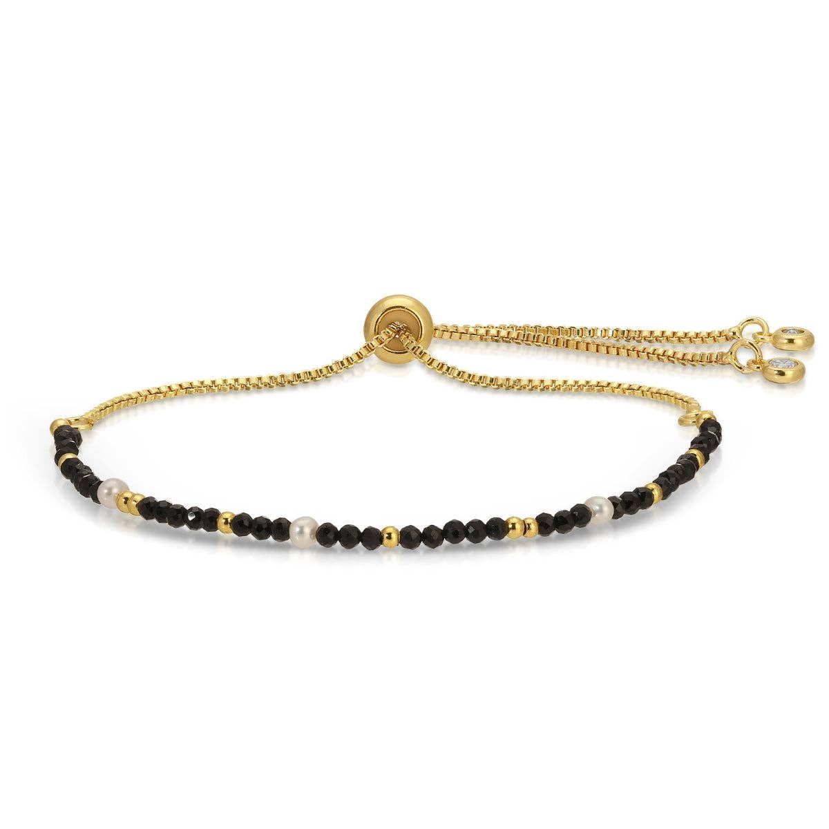 Splendid Iris - Delicate Stone Pulley Bracelet: Black