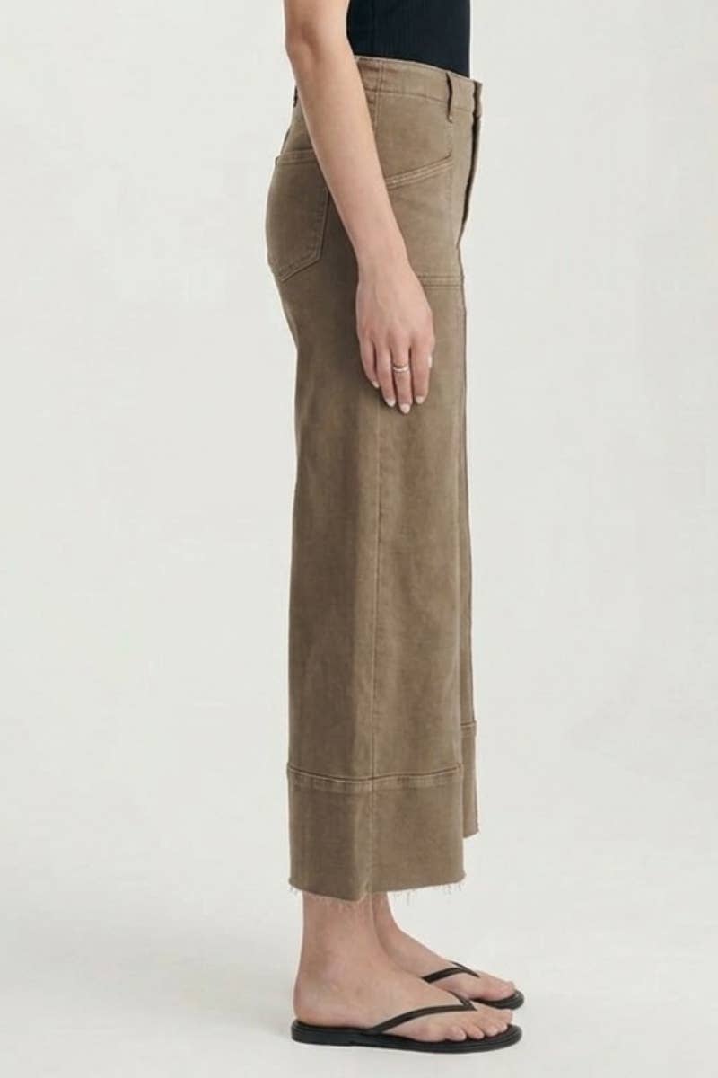ARTEMIS VINTAGE - TUMMY CONTROL HIGH RISE SLIM CROP PALAZZO JEANS: TAUPE / 5 (26)