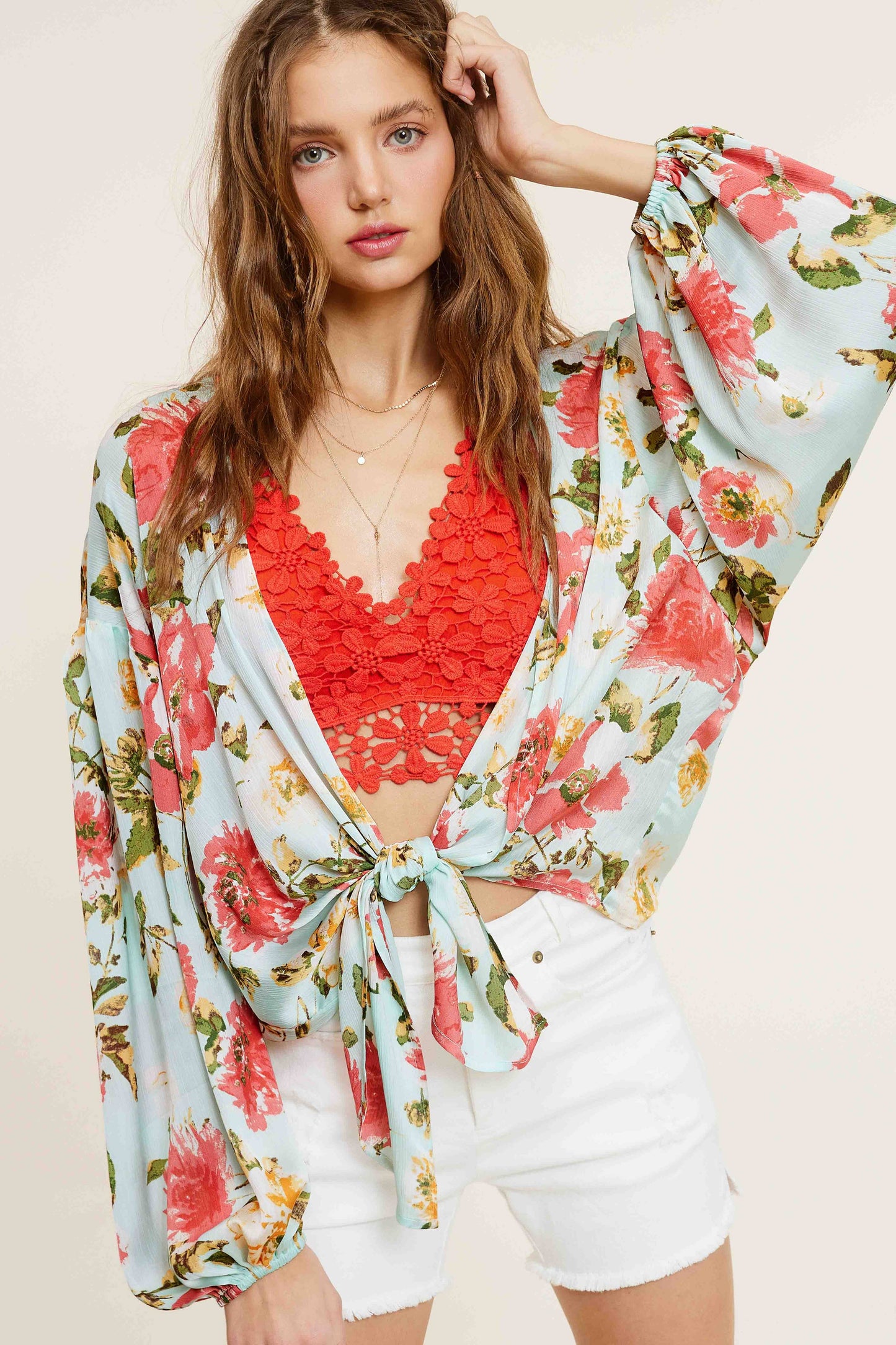 Flowery Open Cardi