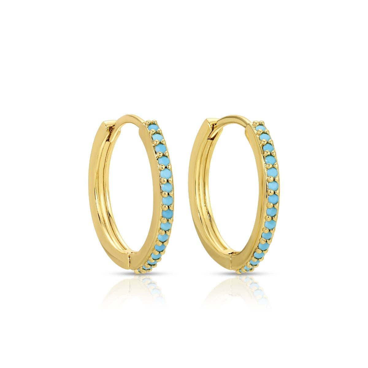 Splendid Iris - Light Blue Pavé Huggies: Small