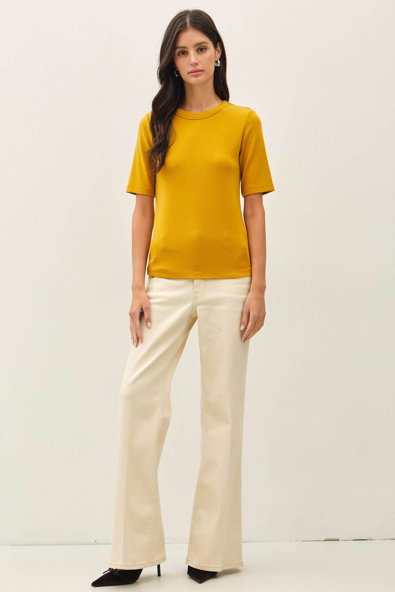 Be Cool - [NEW COLOR]ULTRA SOFT BASIC SHORT SLEEVE TOP : WINE / L