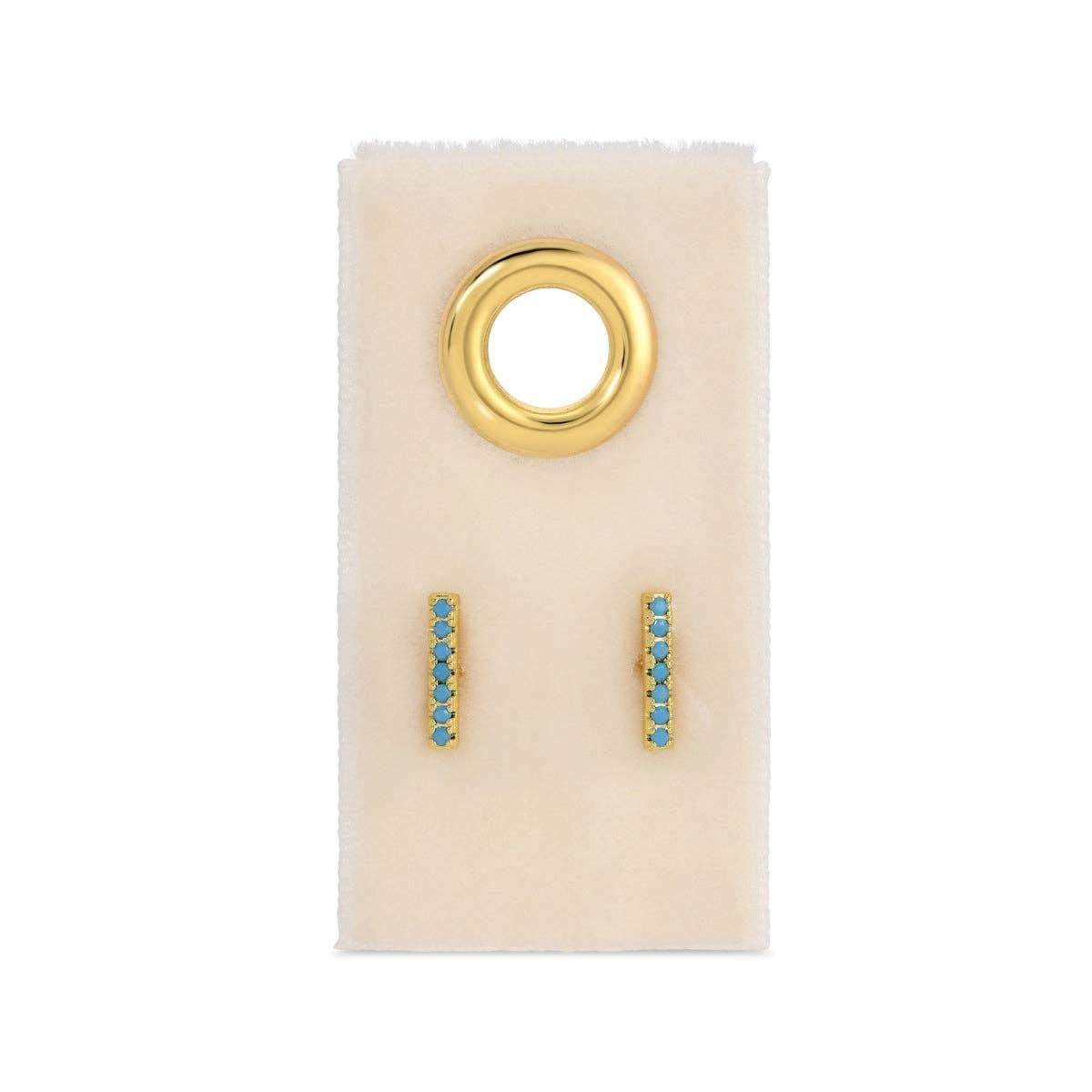 Splendid Iris - Light Blue Pavé Bar Studs On Velvet Tag: Light Blue