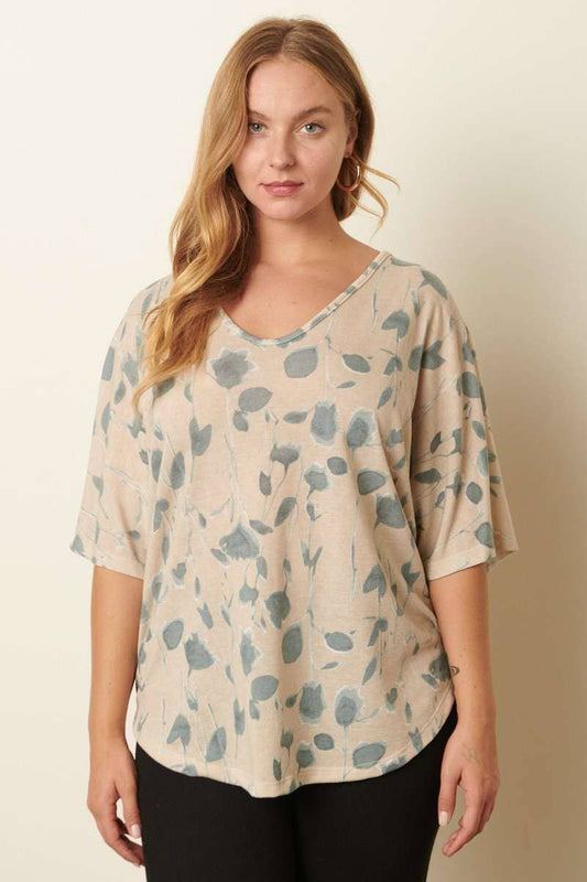 Floral Print Dolman Top - Plus