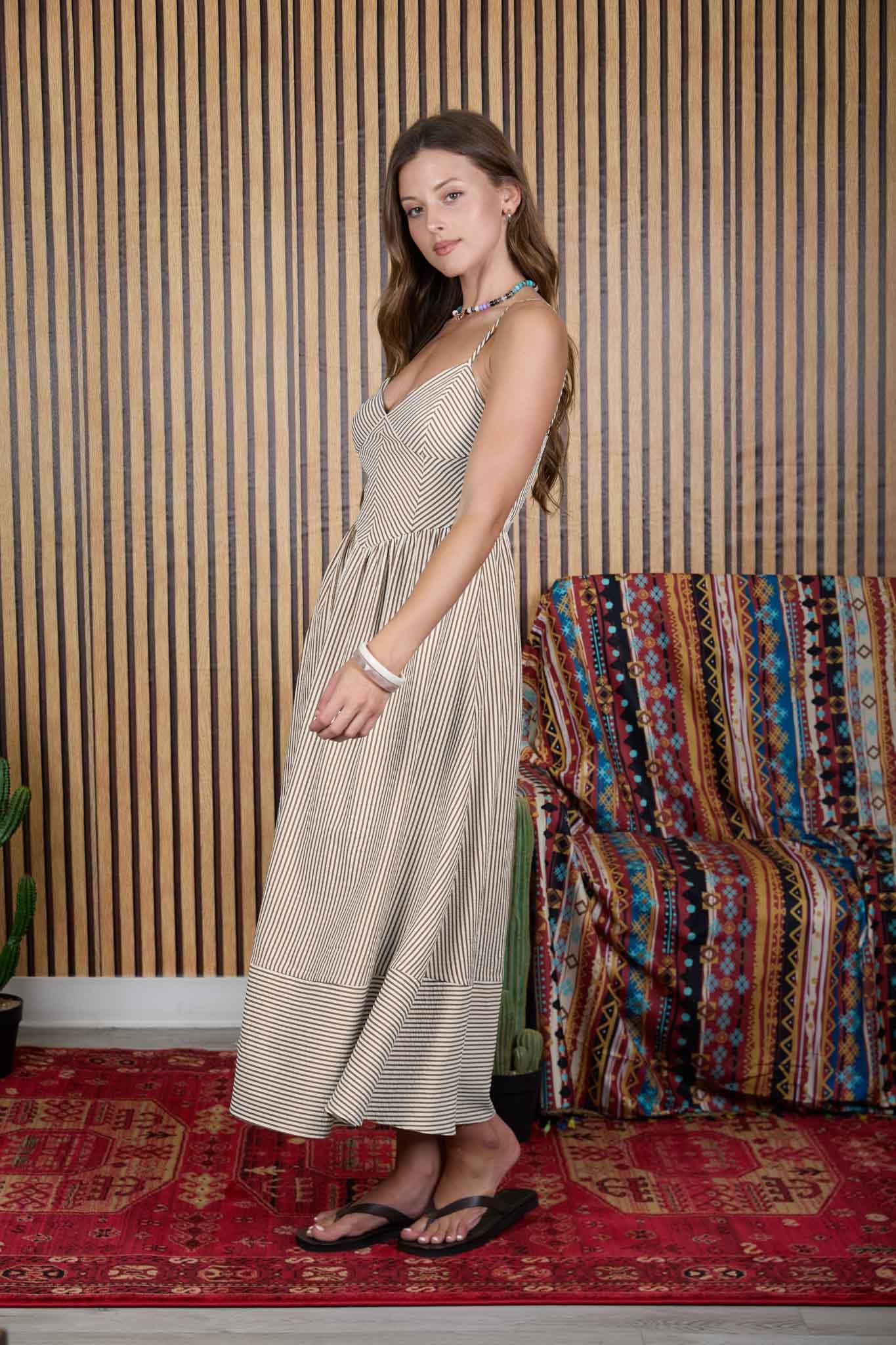 Stripe Basque Waist Dress