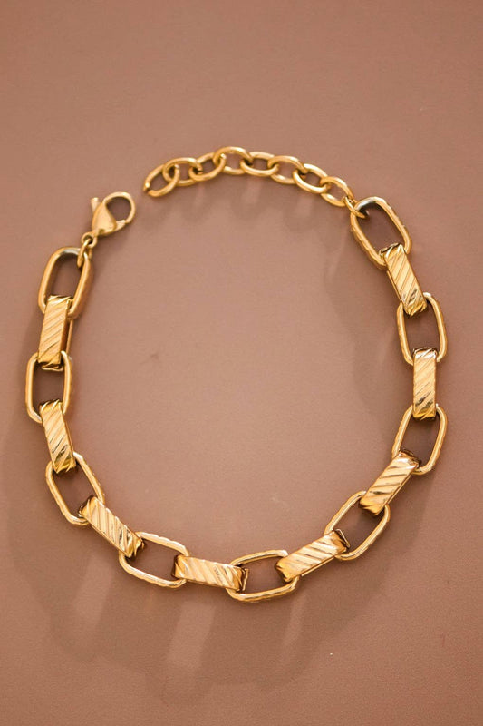 18K Gold Dipped Stainless Steel Box Chain Link Bracelet