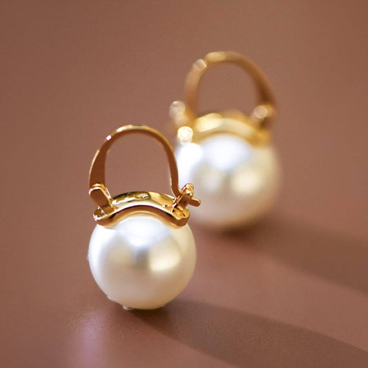 18K Gold PVD Plated Stainless Steel Pearl Drop Earrings