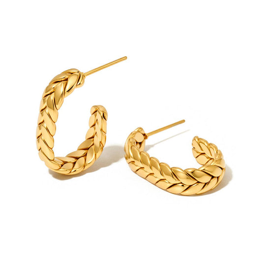 Braided Oval Hoop Earrings