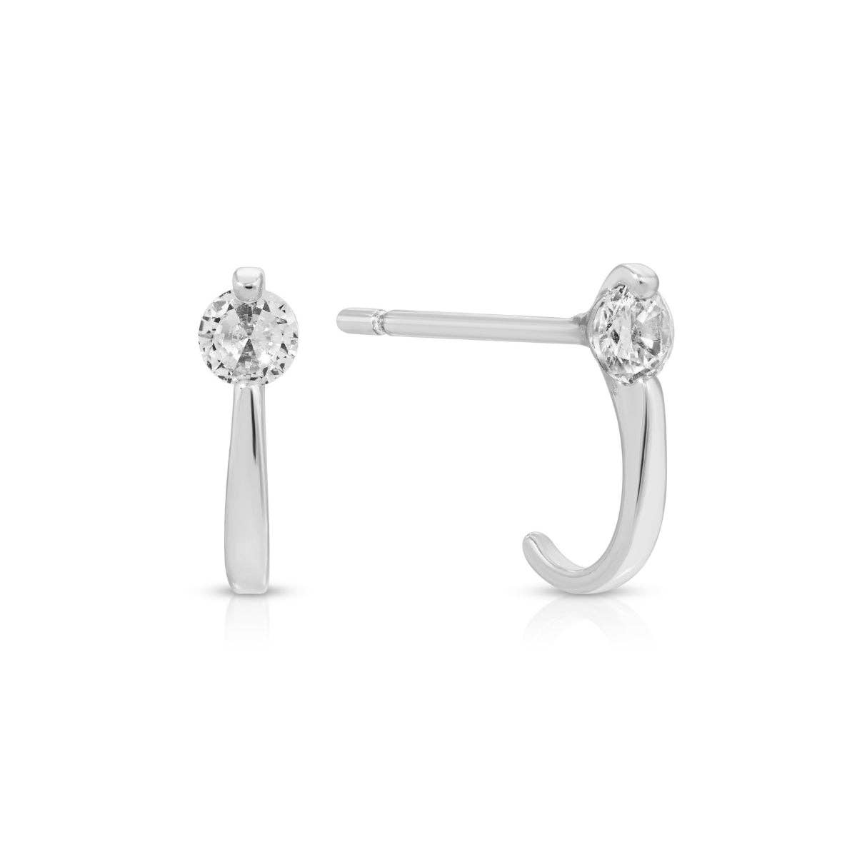 Splendid Iris - Minimalist CZ Studs with Ear Hugger: Gold
