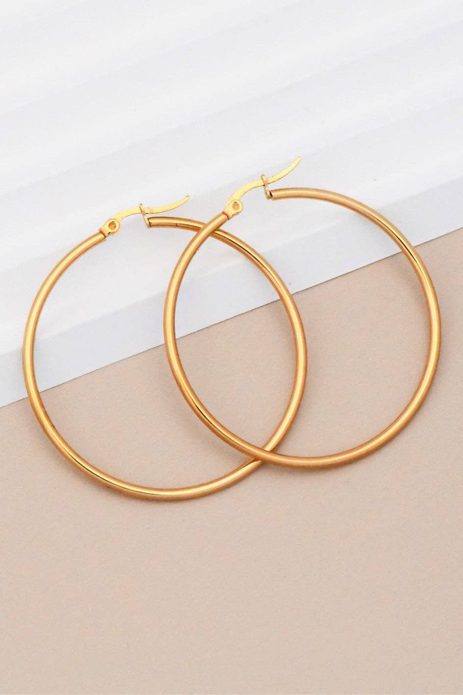 18K Gold Plated Waterproof Stainless Steel Hoop Earrings