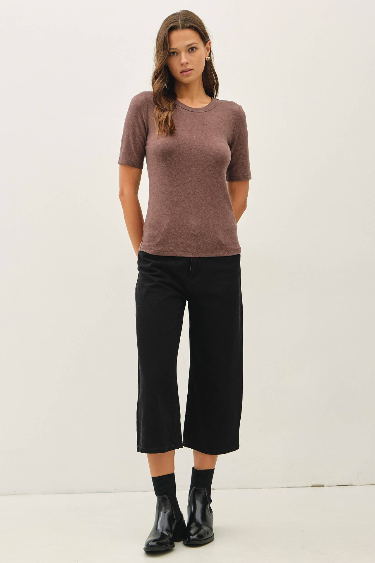 Be Cool - [NEW COLOR]ULTRA SOFT BASIC SHORT SLEEVE TOP : WINE / S