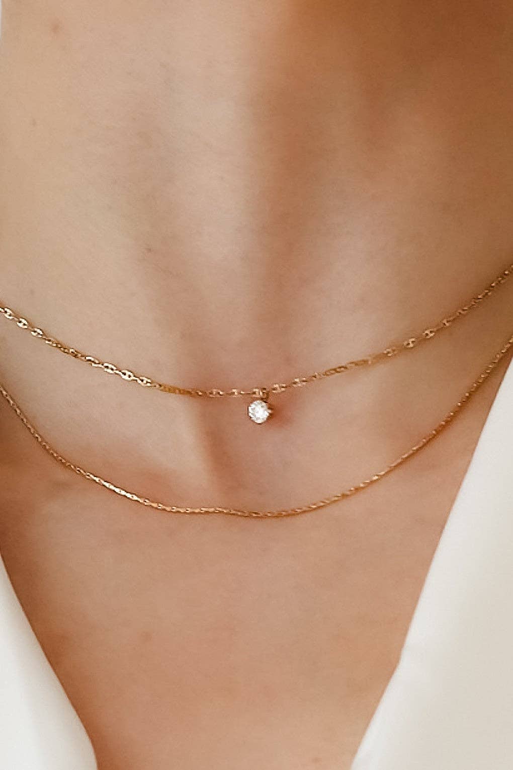 18K Gold Dipped Stainless Steel Layered Chain Necklace