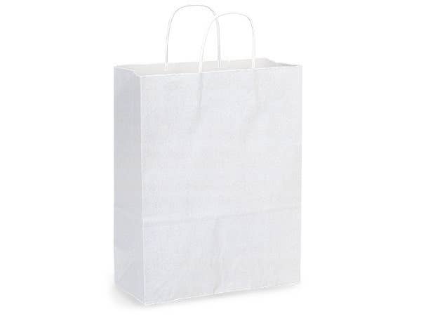 Nashville Wraps - White Kraft Retail Paper Shopping Bags: 100 Pack / Junior 8x5x8"