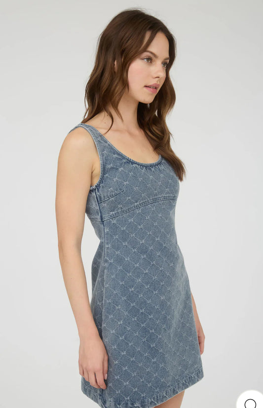 Bow Pattern Denim Dress