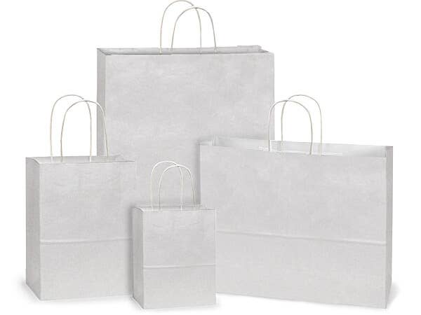 Nashville Wraps - White Kraft Retail Paper Shopping Bags: 100 Pack / Junior 8x5x8"