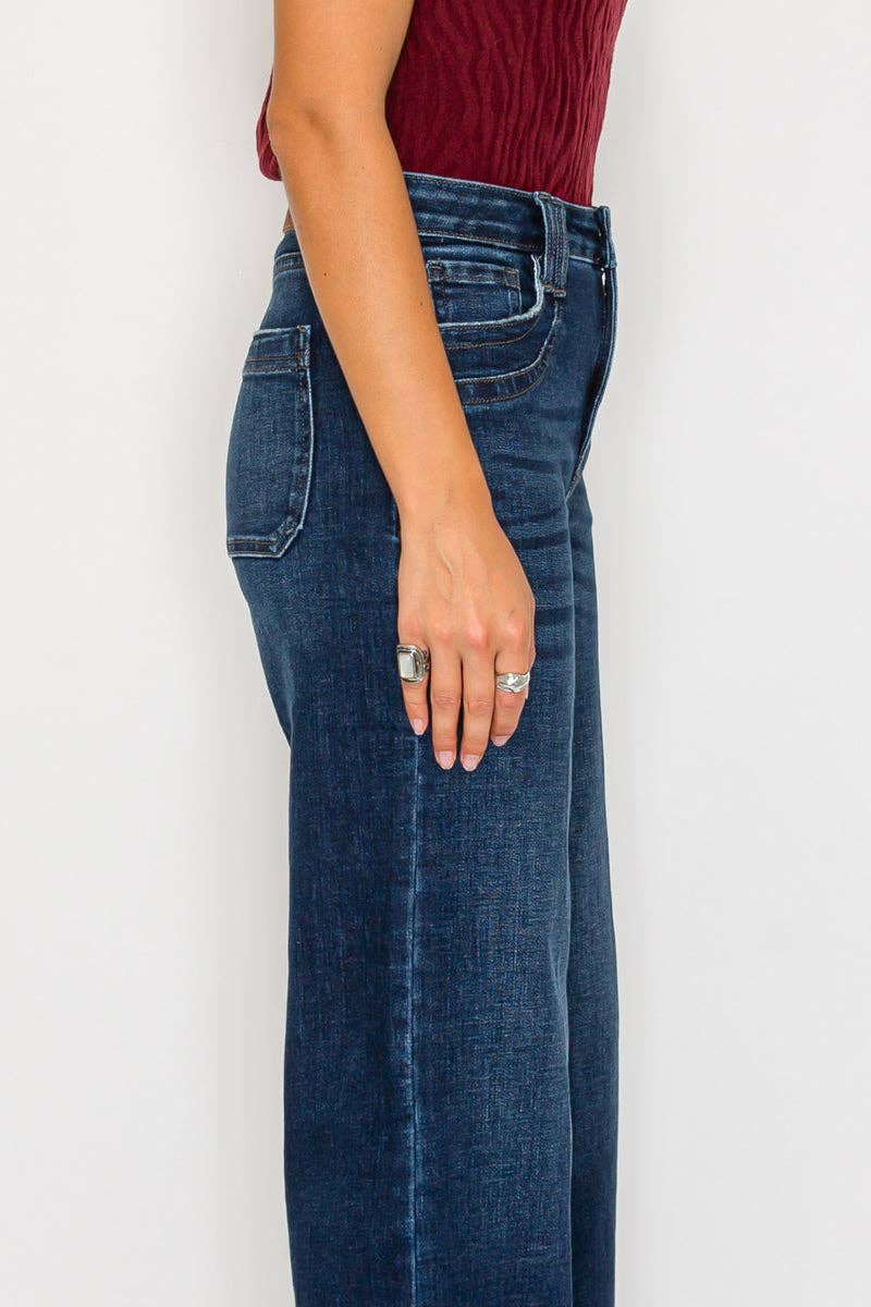 High Rise A-Line Wide Leg Jeans