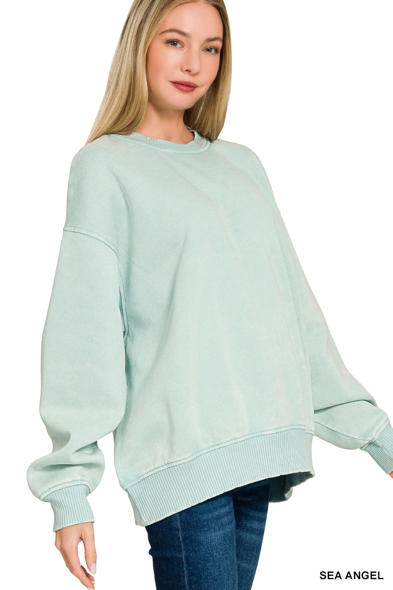 Acid Washed Oversized Fleece Pullover