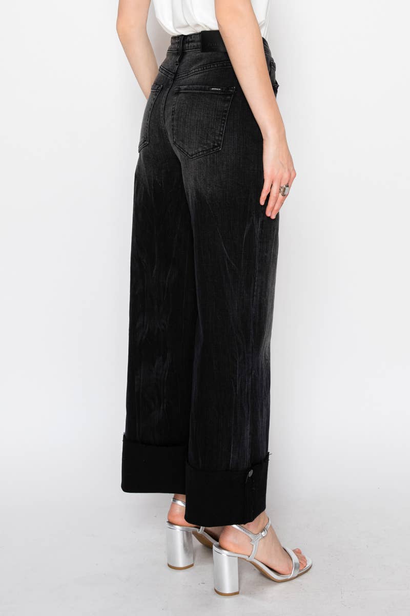 INSEAM TRANSFORM TUMMY CONTROL HIGH RISE A-LINE WIDE JEANS