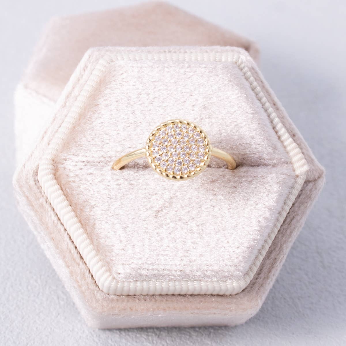 Splendid Iris - Pavé Circle Delicate Adjustable Ring