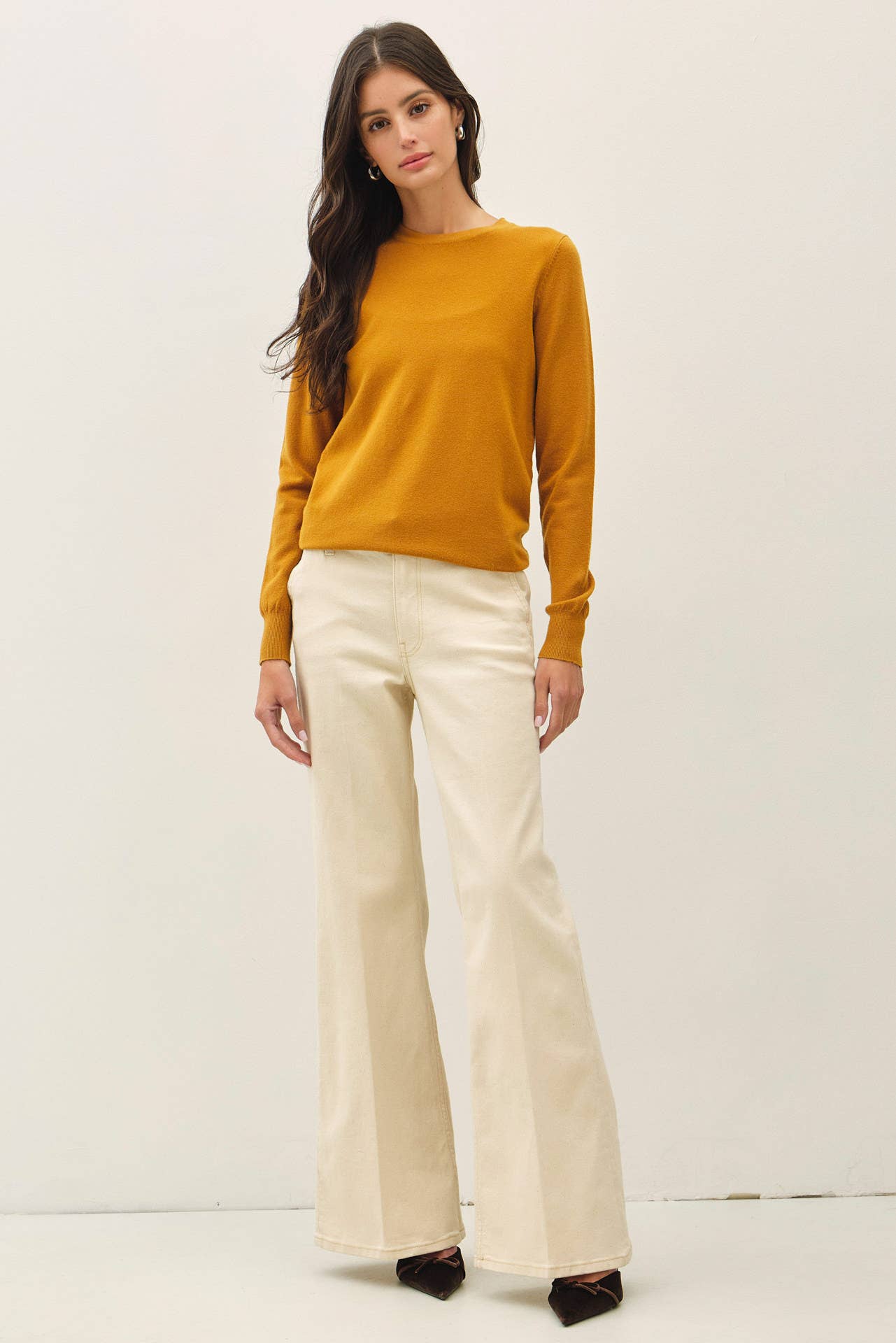 Be Cool - NEW COLOR-VISCOSE CREW NECK SOFT KNIT SWEATER : Ivory / M