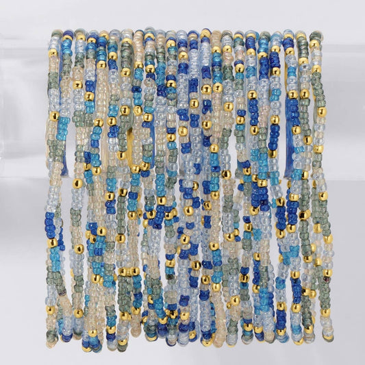 “Seaglass" Vibes 2mm Assorted Stretch Bracelets: Blue