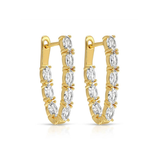 Splendid Iris - Long Marquise Hoop Earrings: Gold