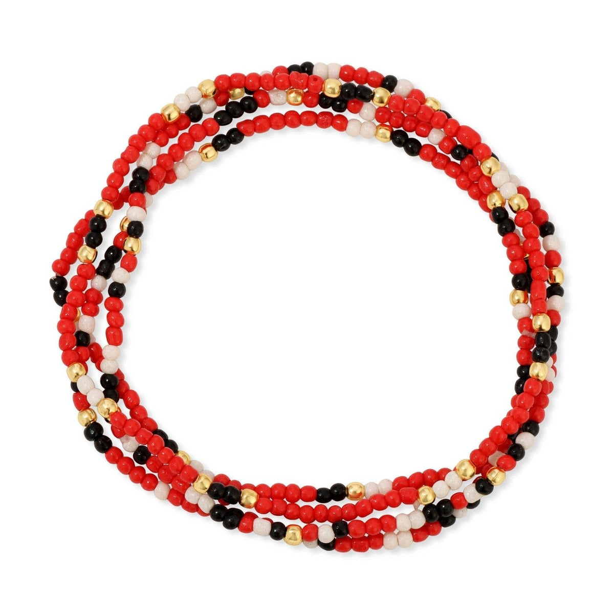 Splendid Iris - Stretch Seed Bead GAME DAY Bracelets: Red/Black/White