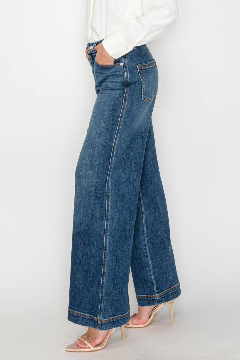 Relaxed High Rise Palazzo Jeans