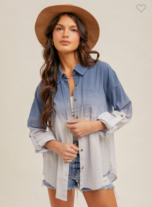 Dip Dye Stripe Button Down