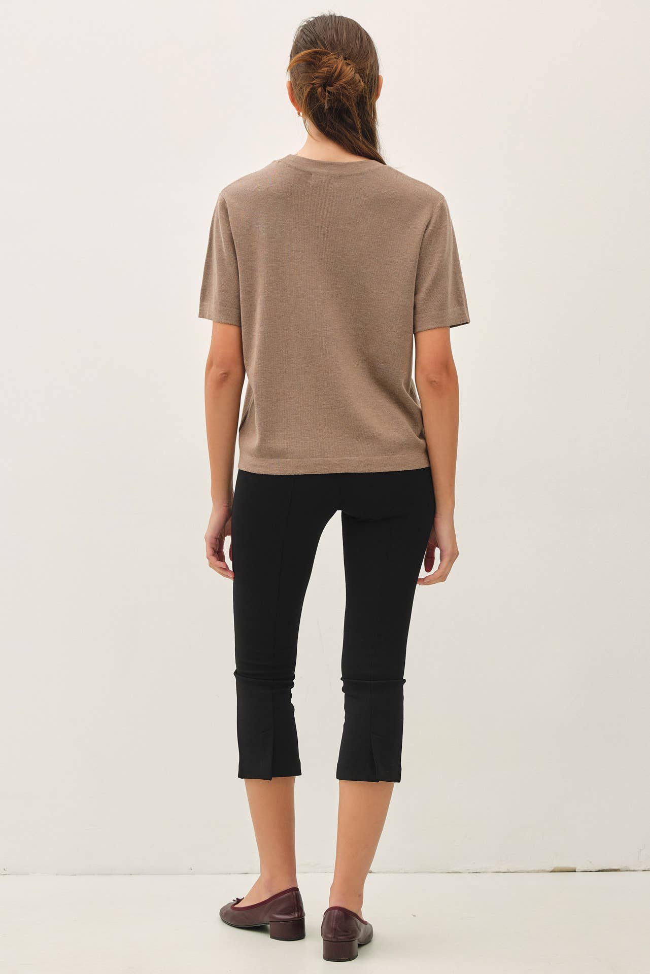 Be Cool - CASHMERE BLENDED SHORT SLEEVE SWEATER  : SLATE BLUE / M