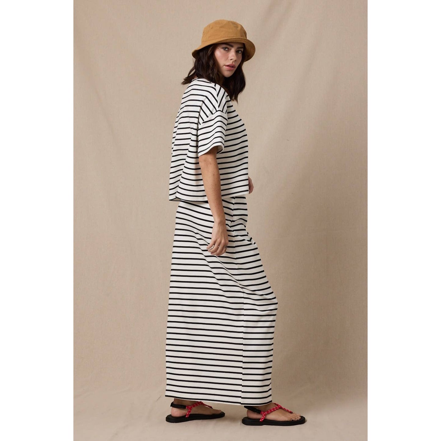 Striped Knit Top and Skirt Set