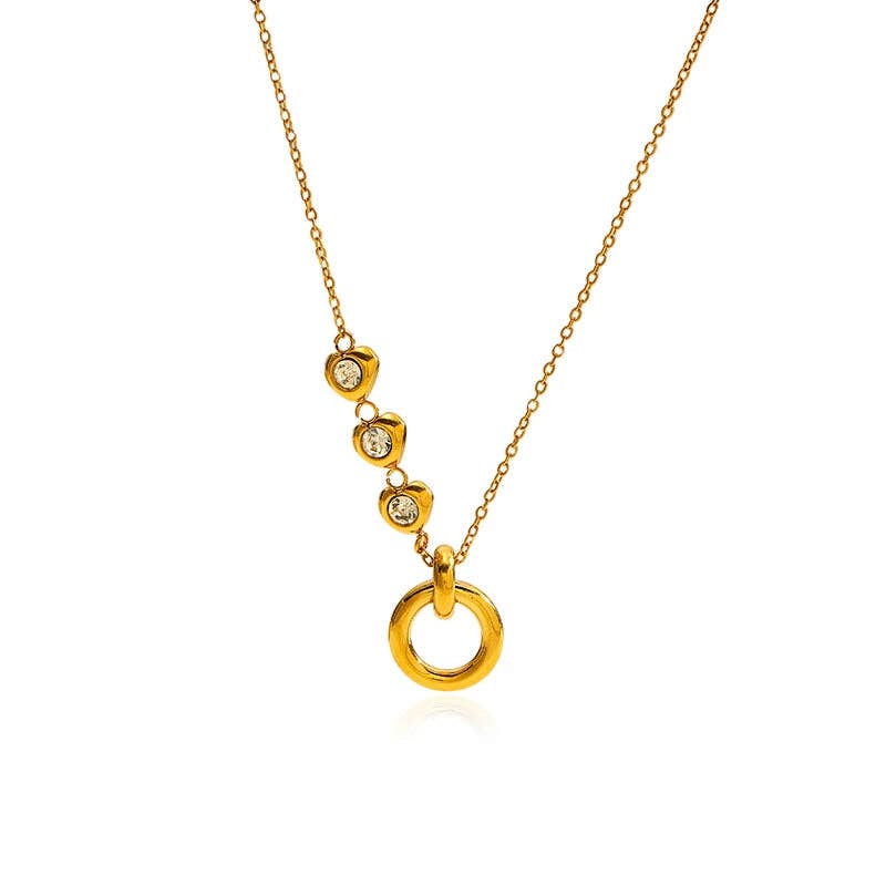 18K Gold PVD Plated Stainless Steel Circle Pendant Necklace