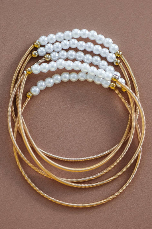 Boho Layered Spring Coil Guitar String Bracelet Set