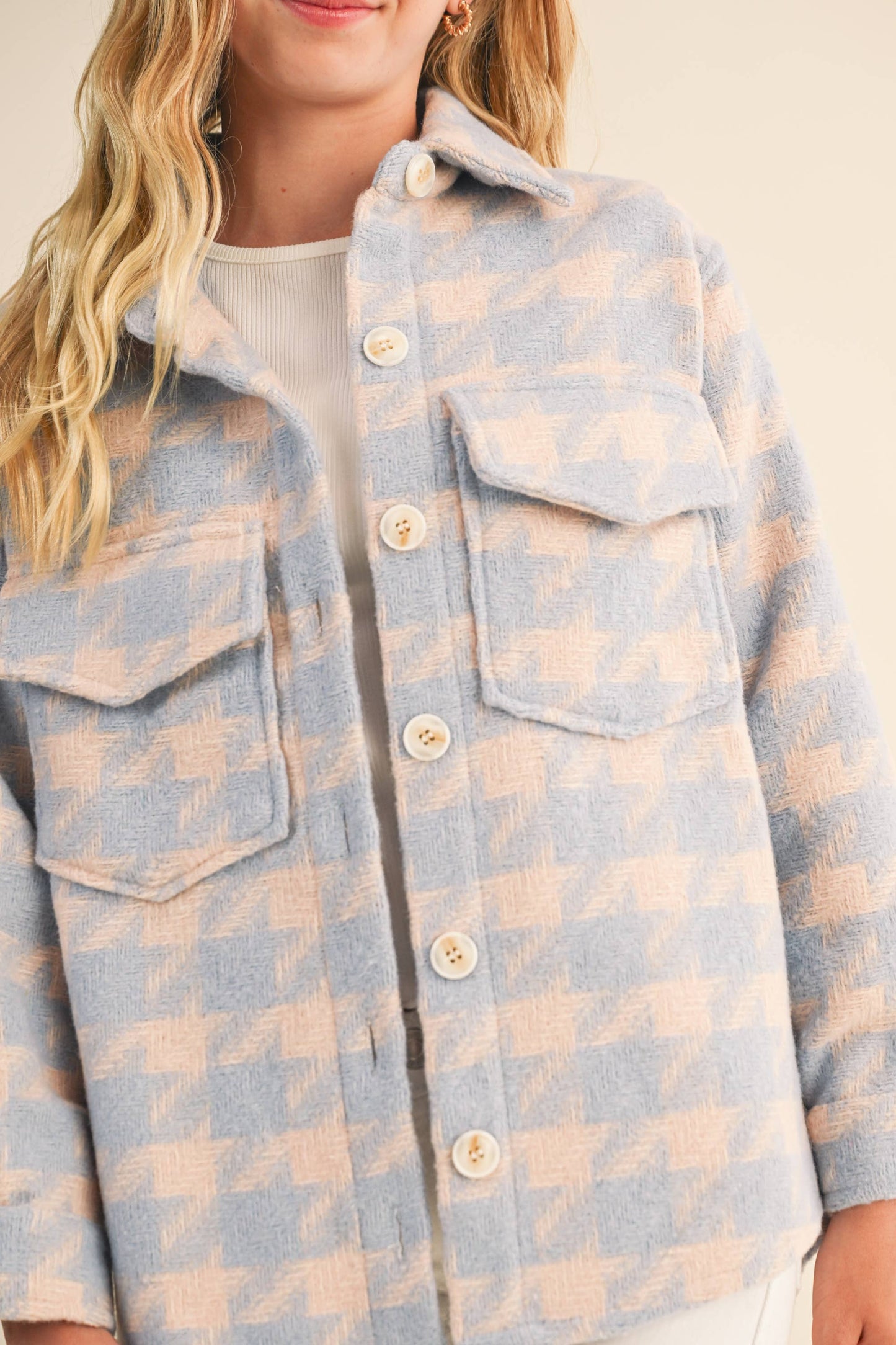 Girls Houndstooth Shacket