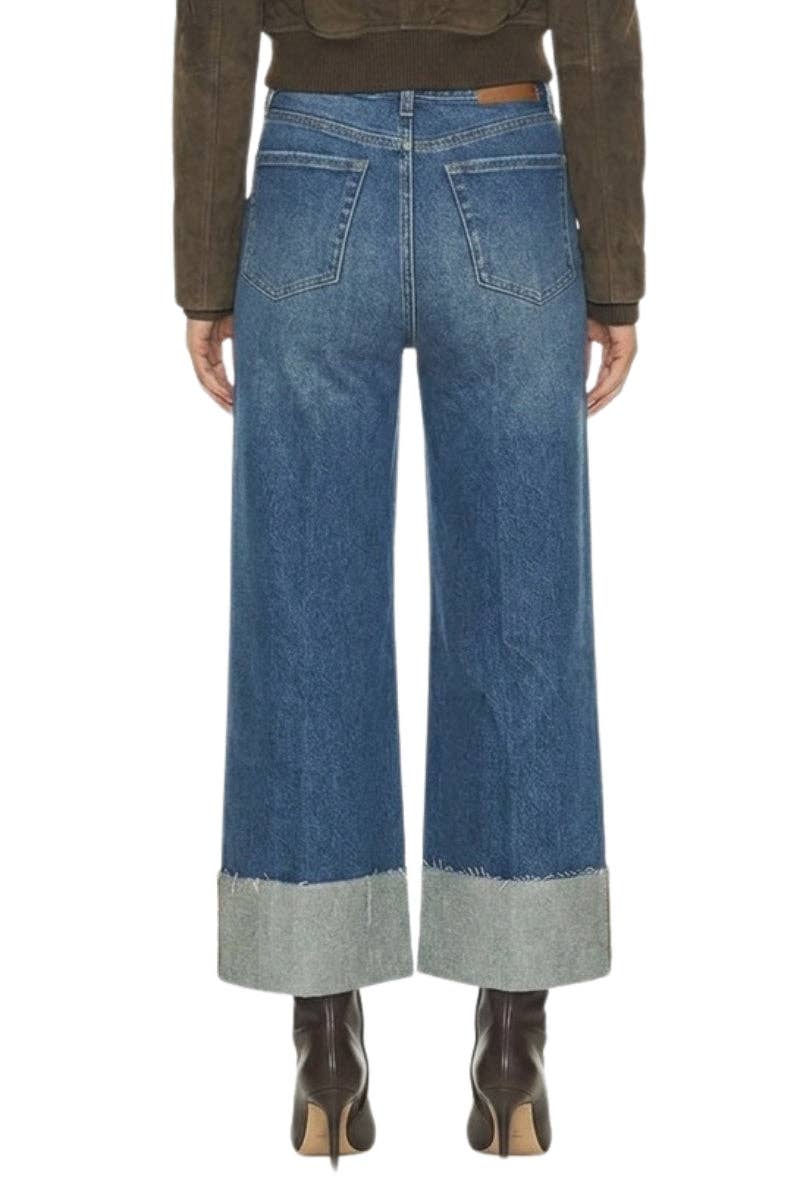 INSEAM TRANSFORM HIGH RISE TUMMY CONTROL A-WIDE JEANS: Dark wash