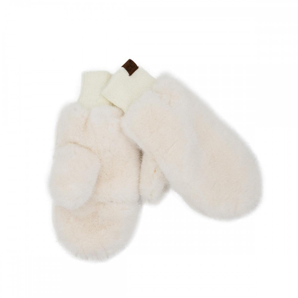 Glitter Short Fur Convertible Mitten Gloves