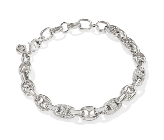 Bailey Pave Chain Bracelet - Silver White Crystal