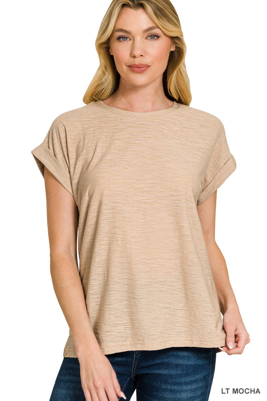 Slub Cuffed Sleeve Tee