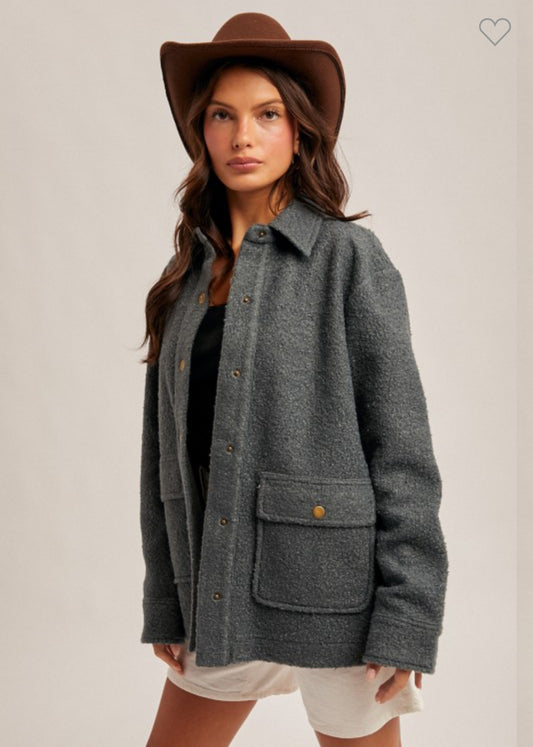Snap Button Teddy Jacket