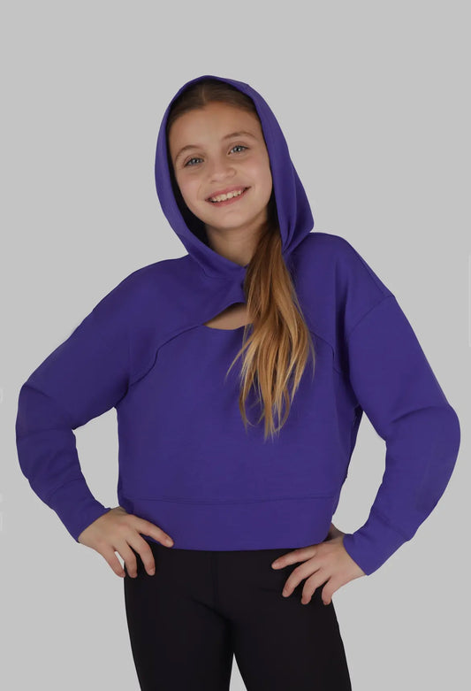 Girls Soft Scuba Hoodie with Front Keyhole