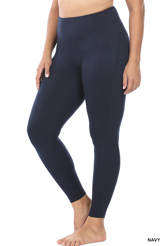 Brushed Microfiber Wide Waistband Leggings