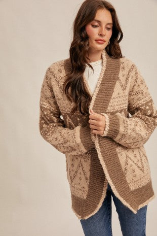 Patterned Open Sweater Cardigan
