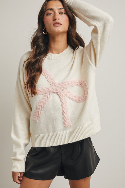 Cable Knit Bow Sweater