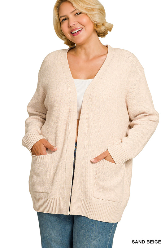 Melange Open Front Cardigan