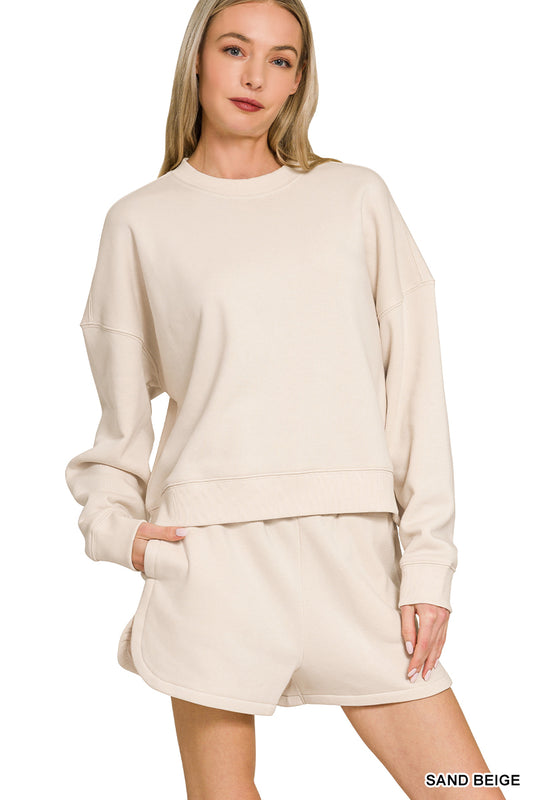 Fleece Long Sleeve Sweatshirt & Shorts Set