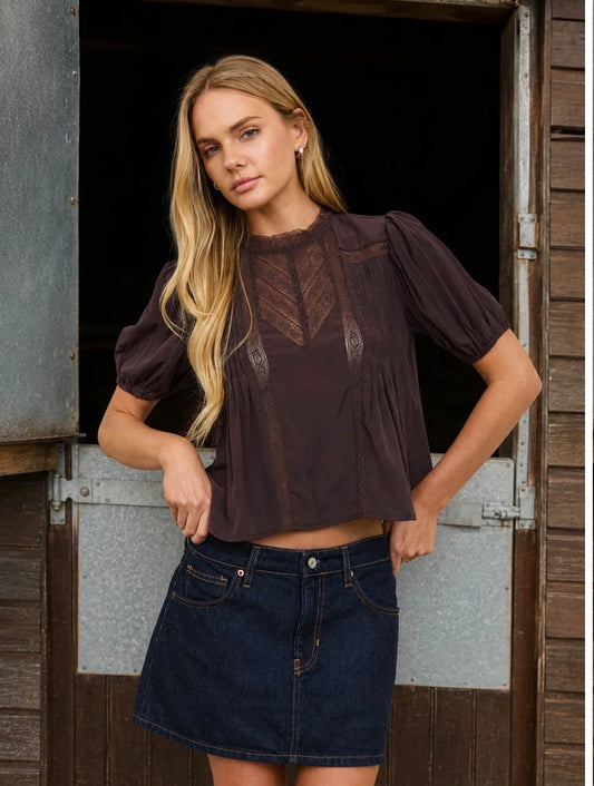 Lace Detail Chocolate Top