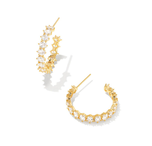 Cailin Crystal Hoop Earrings in Gold